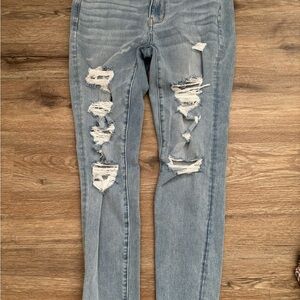 American Eagle Outfitters Light Blue Distressed Skinny Jeans